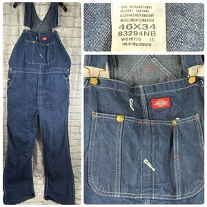 Dickies Carpenter Utility Bib Overalls 46x34 Dark Rinse Cotton Denim Big & Tall